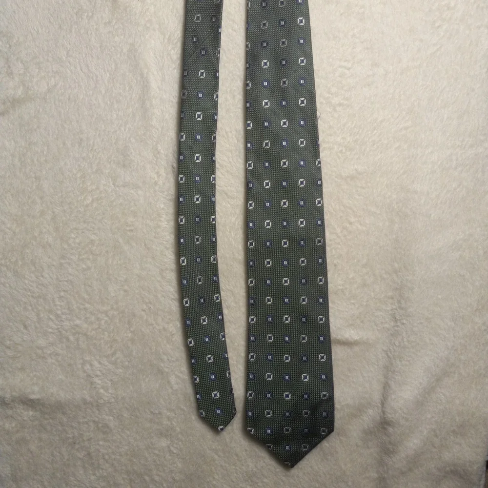 JOS A BANK Executive Collection MENS TIE GREEN Navy Silver Basketweave 👔